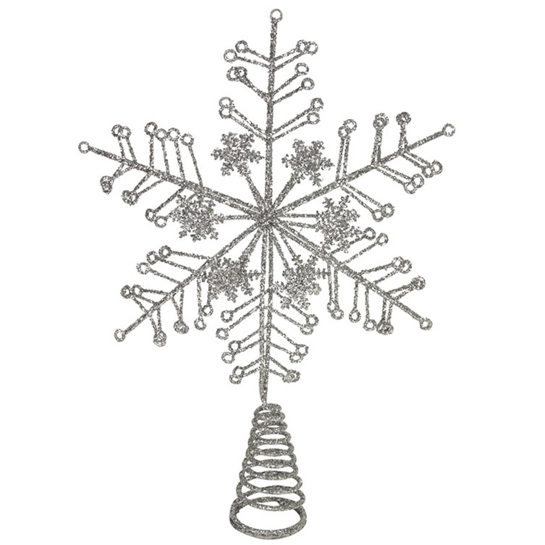 Silver Glitter Snowflake Topper 32cm image 0