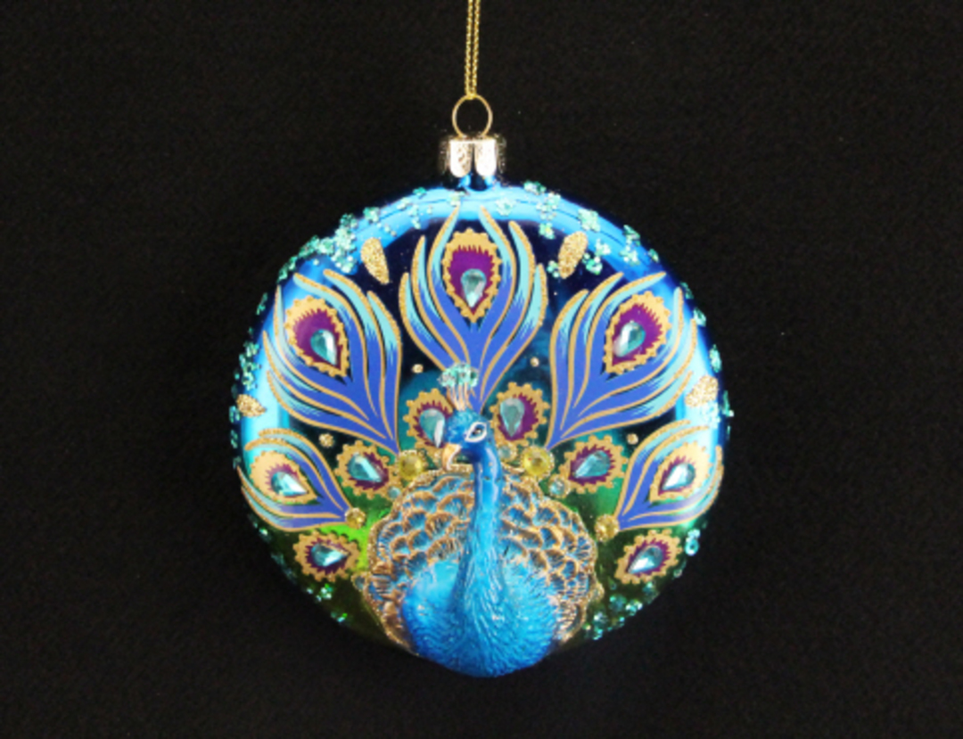 Glass Disc with 3D Resin Peacock image 0