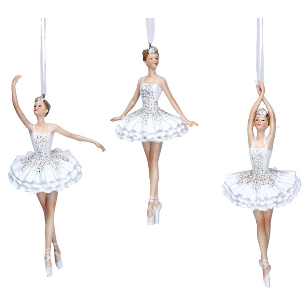 Resin White Glitter Fairy Ballerina 14cm image 0