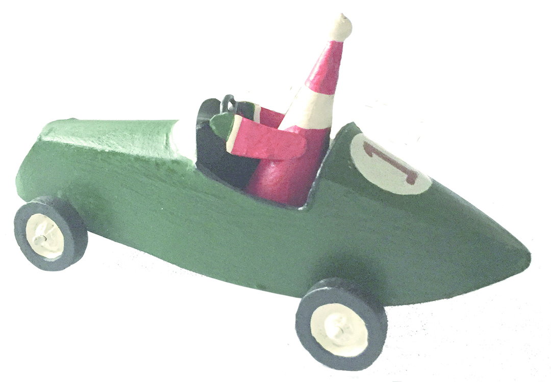 Santa in Green Racing Car image 0