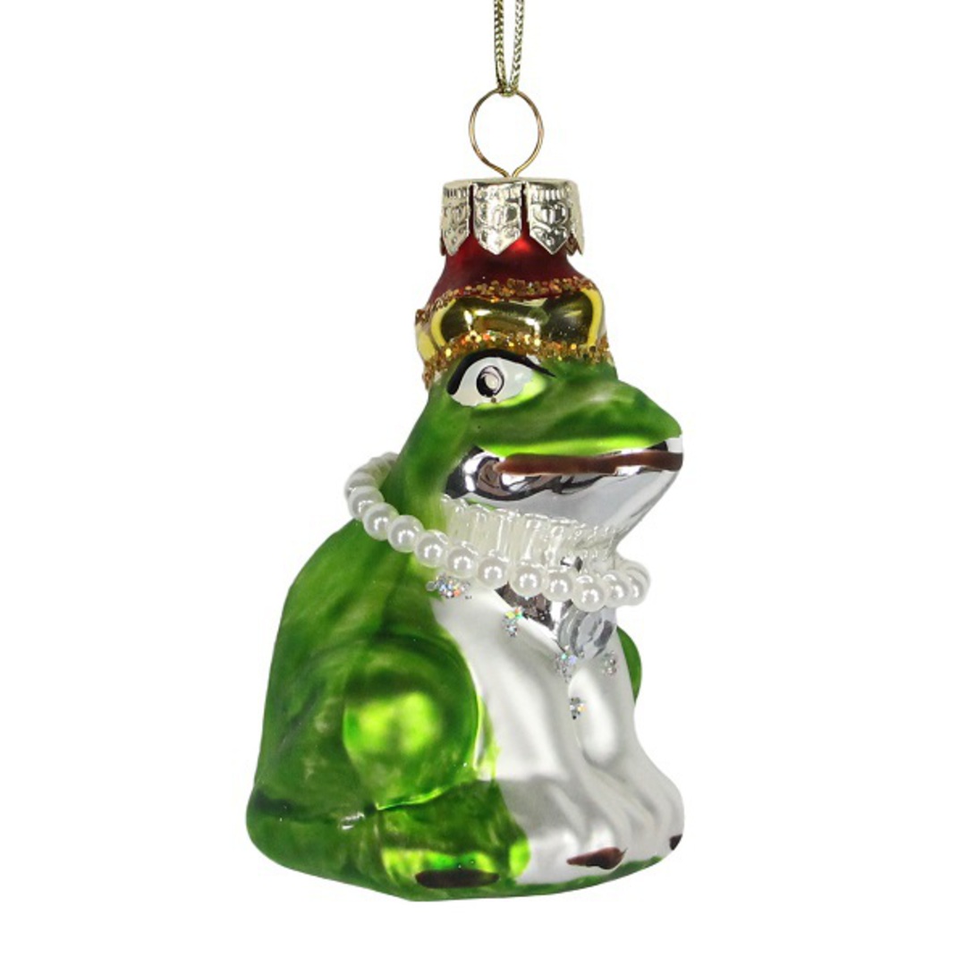 Glass Frog with Pearl Necklace 8cm *ETA NOV image 0