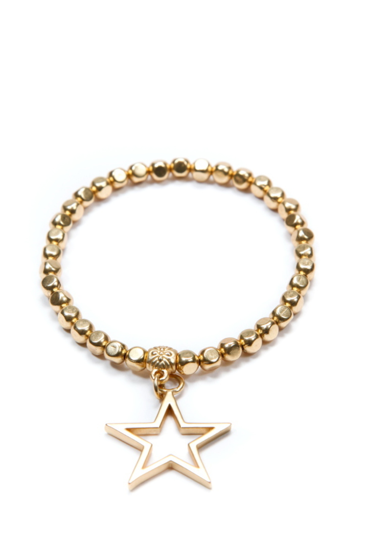 Bracelet, Gold Beads with Gold Heart Charm image 1
