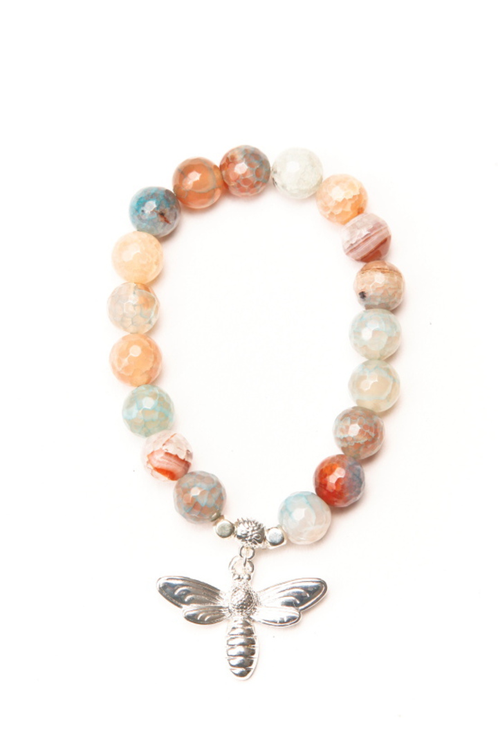 Bracelet, Natural Multi Pastel Agate with Charm image 0
