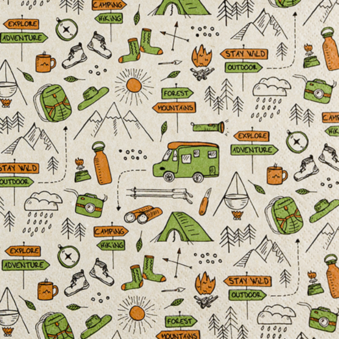 Eco Paper Napkins 33cm, Time for Camping image 0