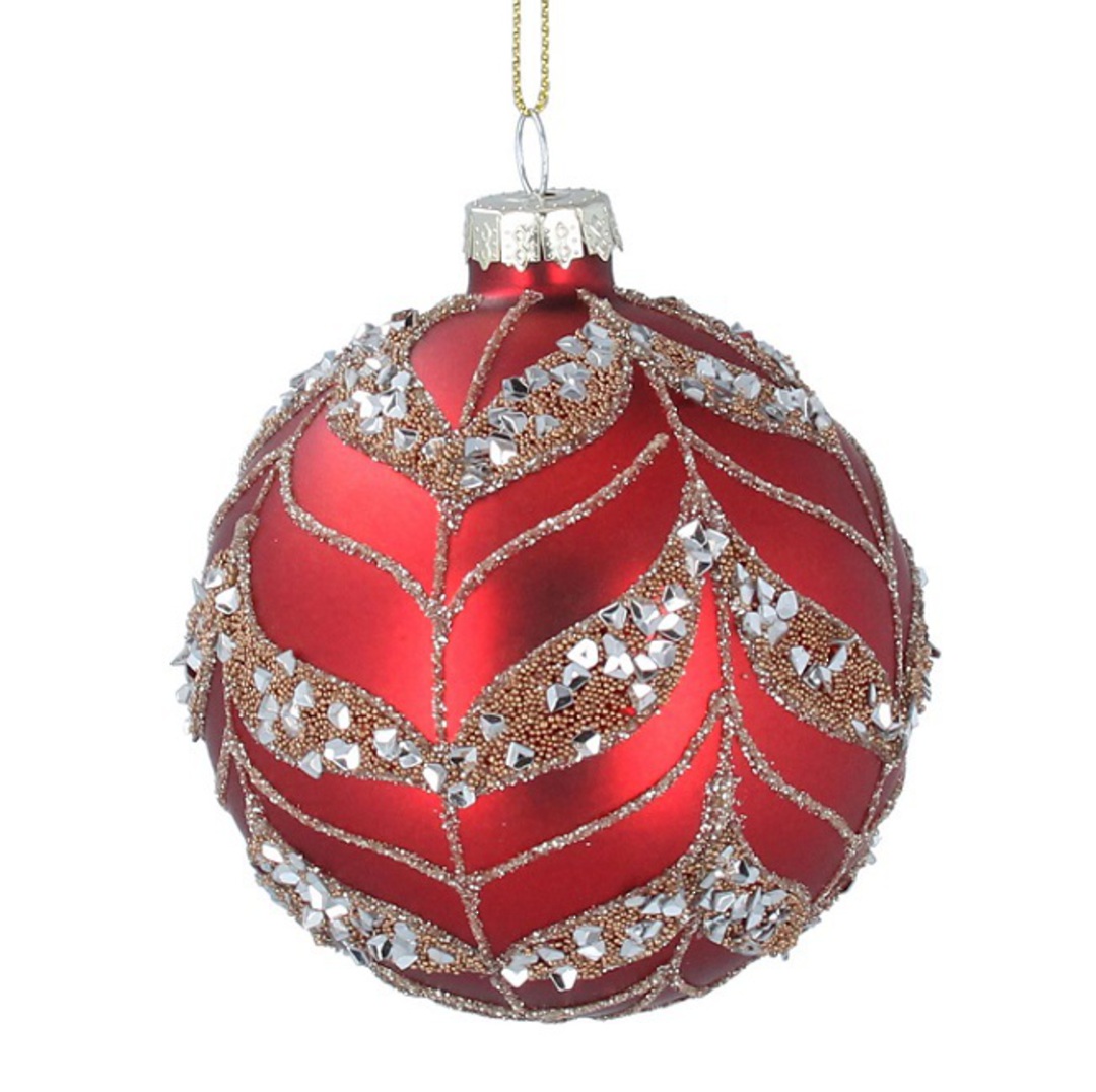 Glass Ball Mat Red, Gold Swags 8cm image 0