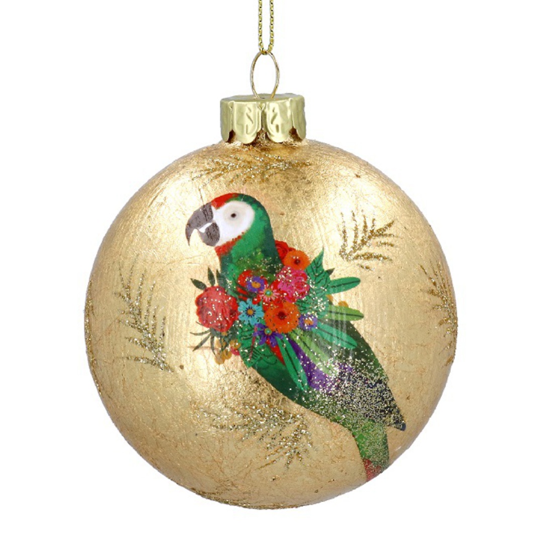 Glass Ball Gold, Carnival Parrot 8cm *ETA NOV image 0