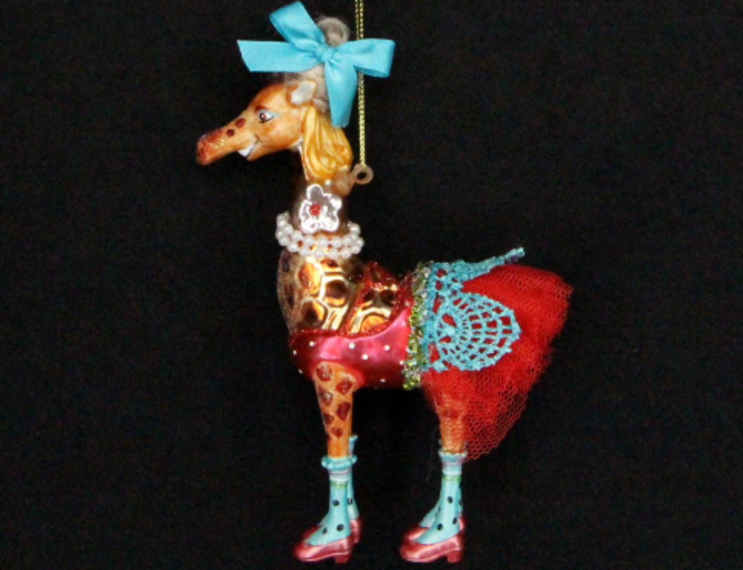  Hanging Glass Painted Giraffe with Dress image 0