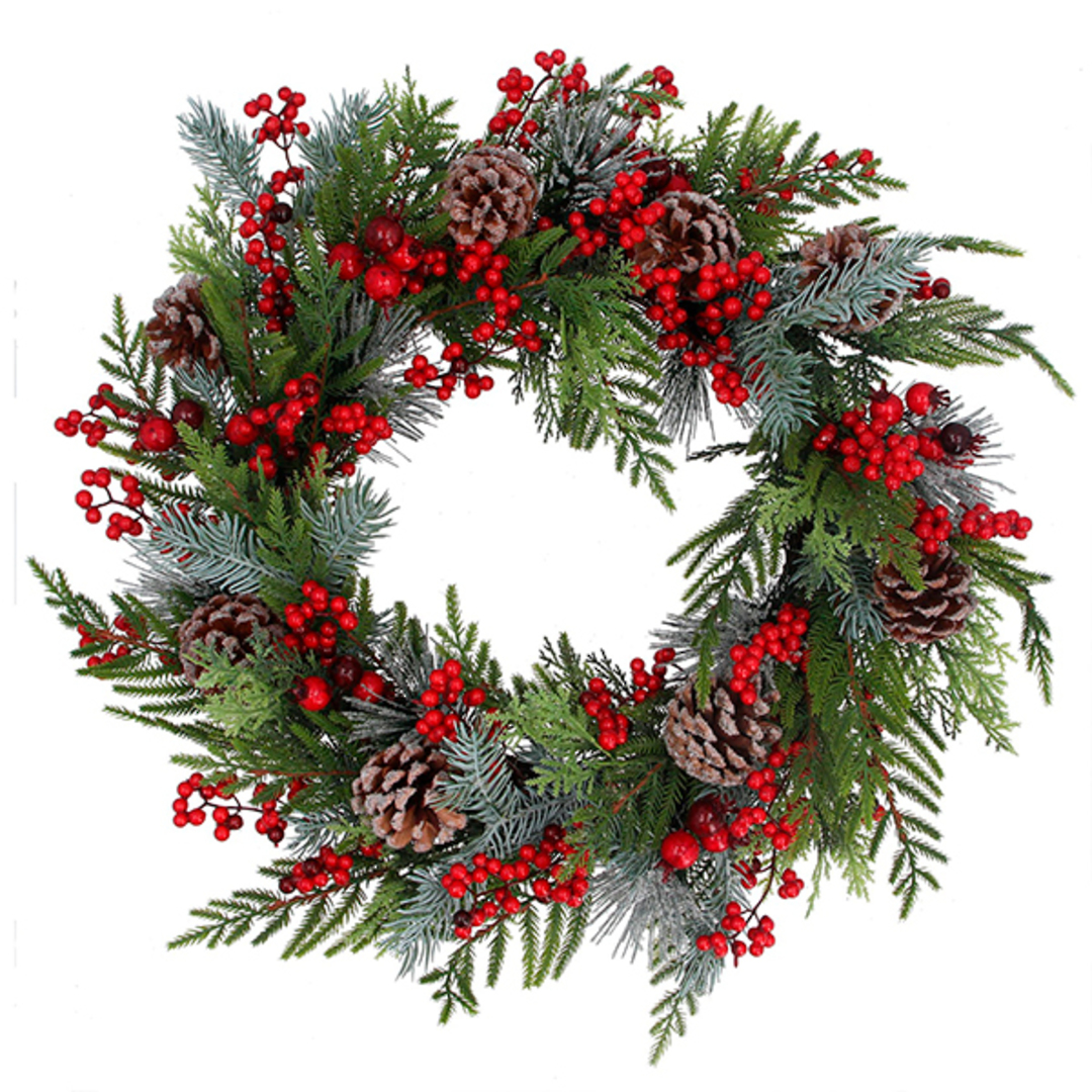 Fir, Conifer, Cone & Berry Wreath 50cm image 0