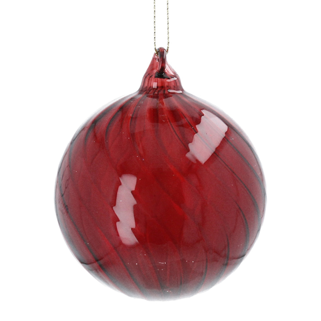 INDENT - Pack 24, Glass Ball Translucent Red, Swirl 8cm image 0