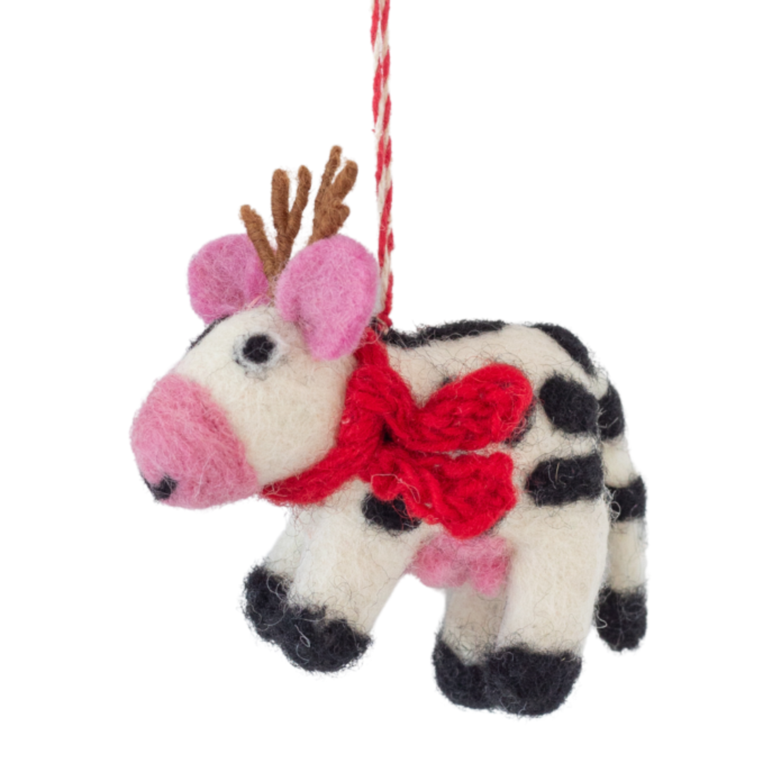 NZ Wool, Dairy Cow with Antlers 12cm image 0