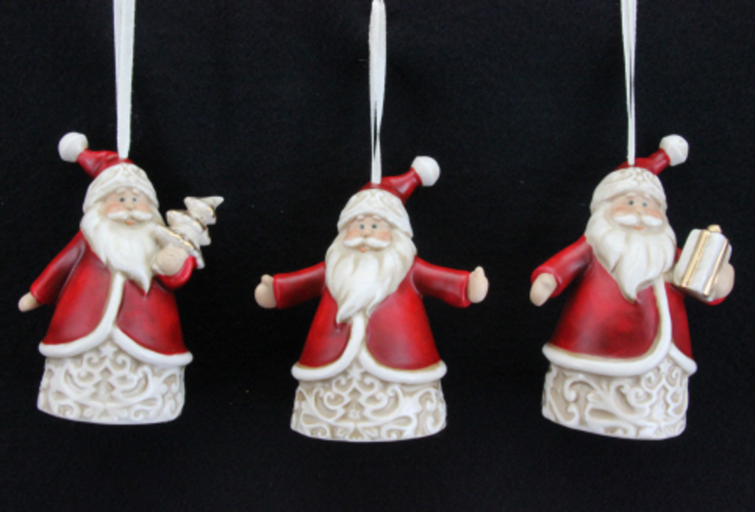 Ceramic Hanging Jolly Red & White Traditional Santa 9cm image 0