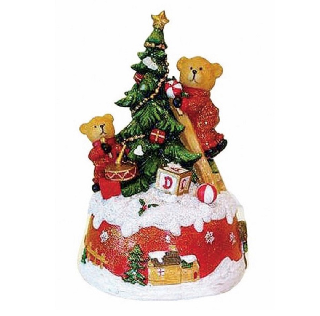 Music Box, Bears decorating Xmas Tree 16cm image 0