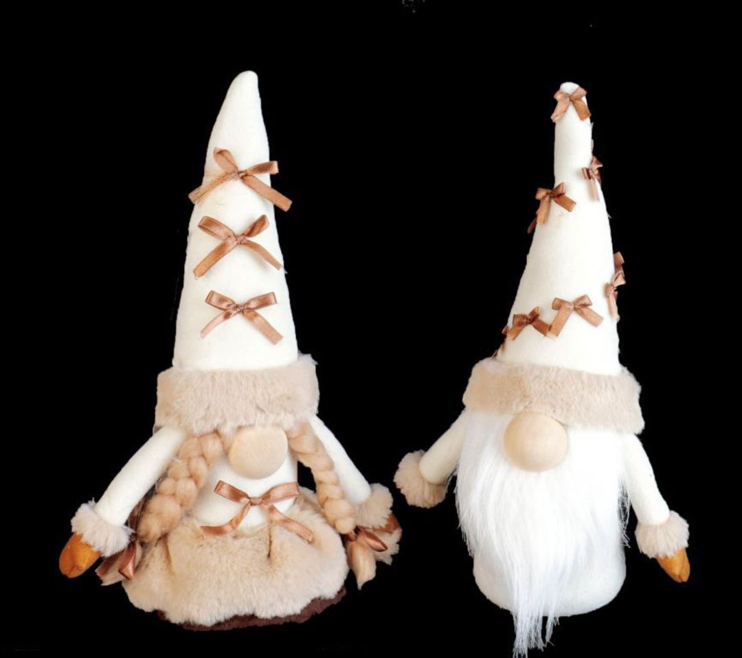 Plush Brown and White Viking Gnome image 0