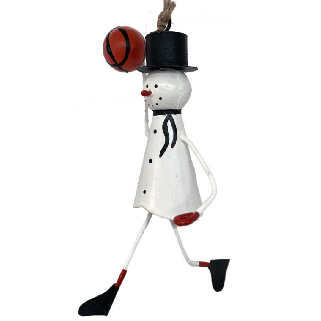 Tin Snowman Playing Basketball 11cm image 0