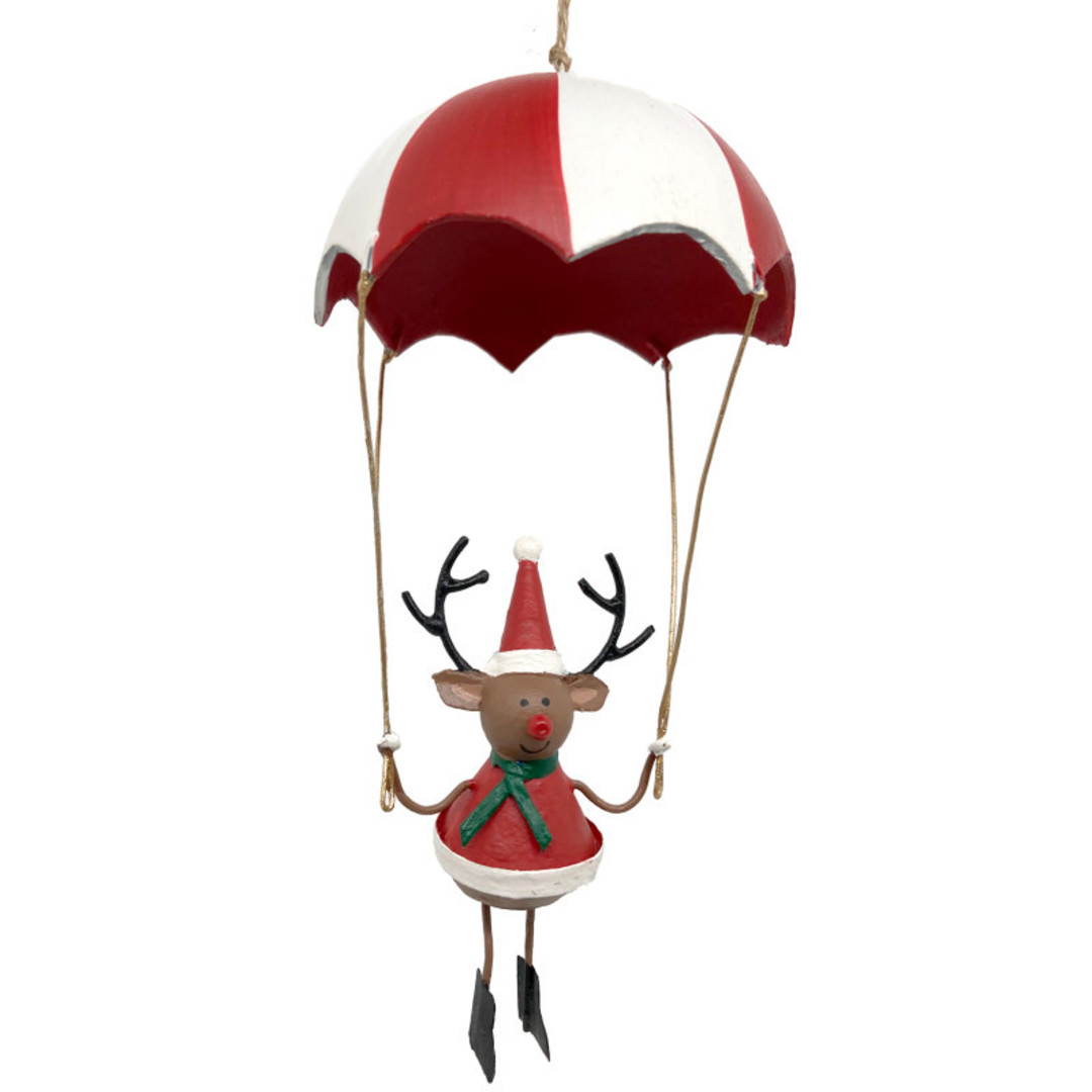 Tin Deer Red Parachute 18cm image 0