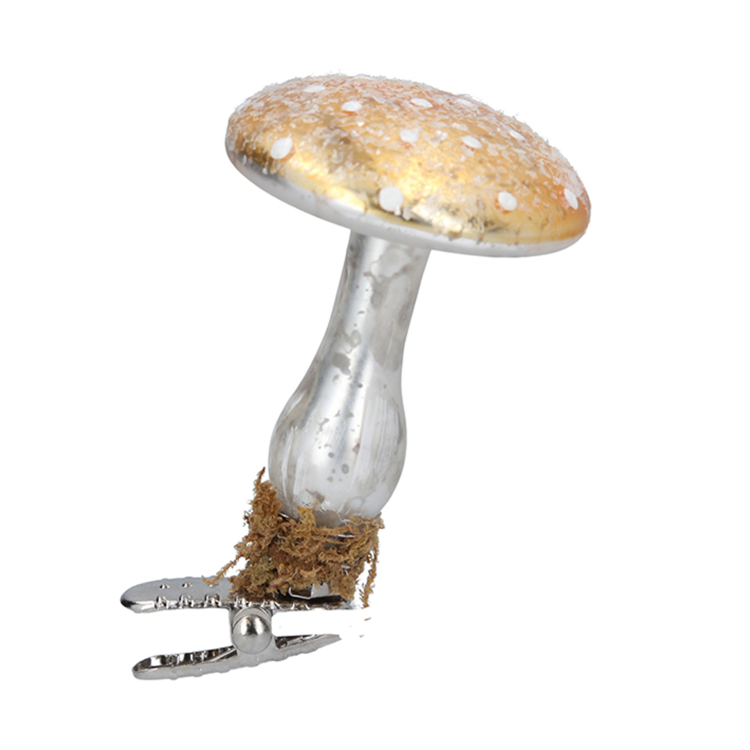 Glass Toadstool Gold Clip 8cm image 0