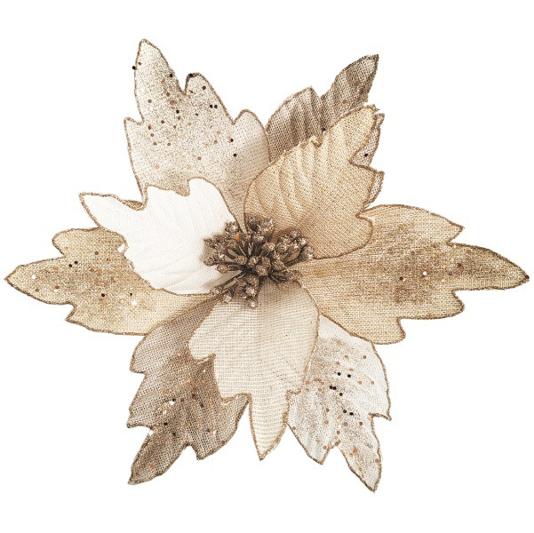 Maxi Gold & Cream Poinsettia Clip 28cm image 0