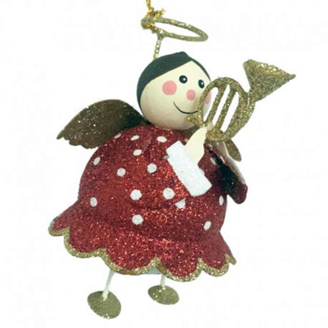 Hanging Glitter Angel with Harp image 0