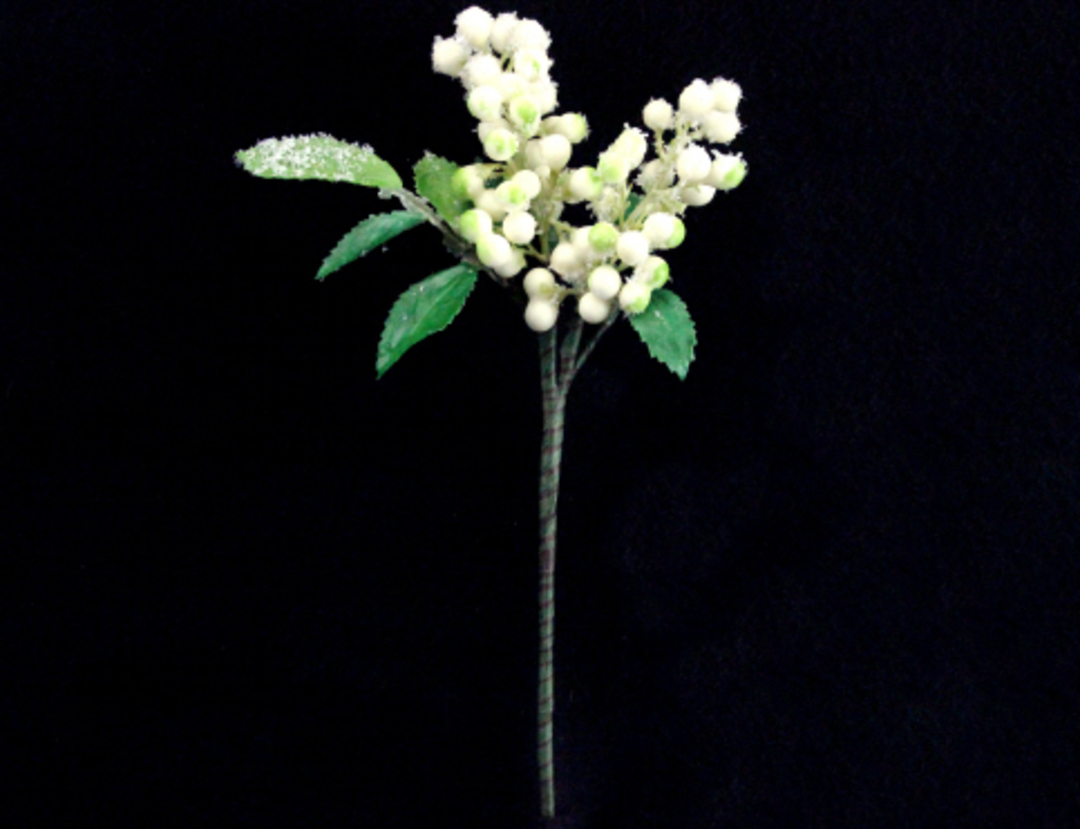 White & Green Berry & Leaf Pick 12cm image 0