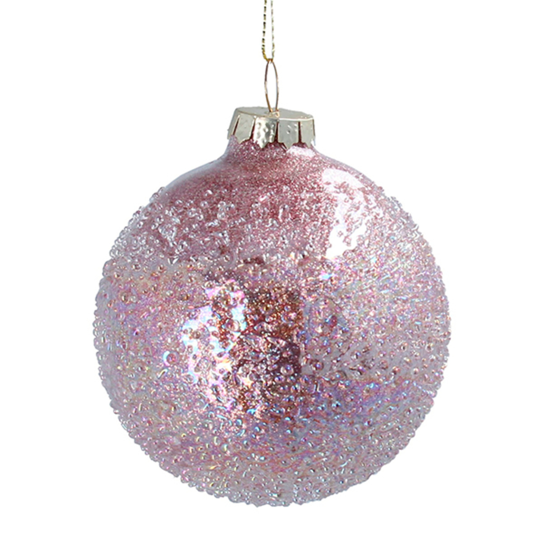 Glass Ball Pink, Iridescent Beads 8cm image 0