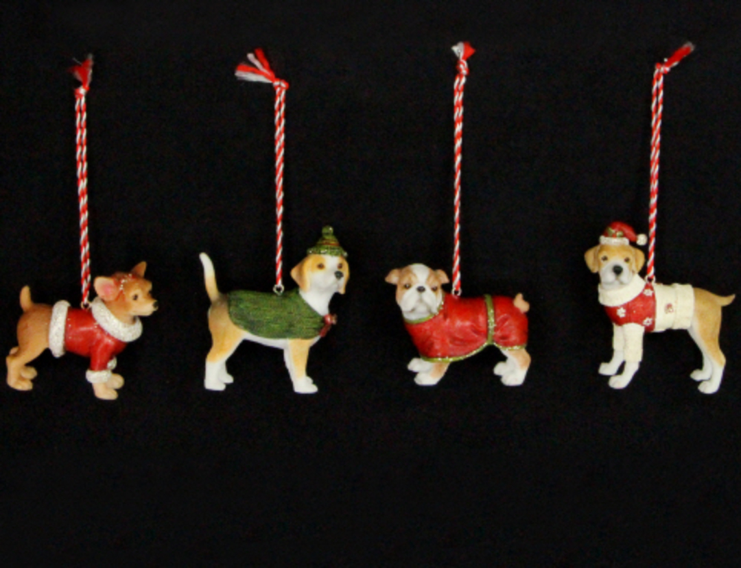 Hanging Resin Dogs with Coats image 0