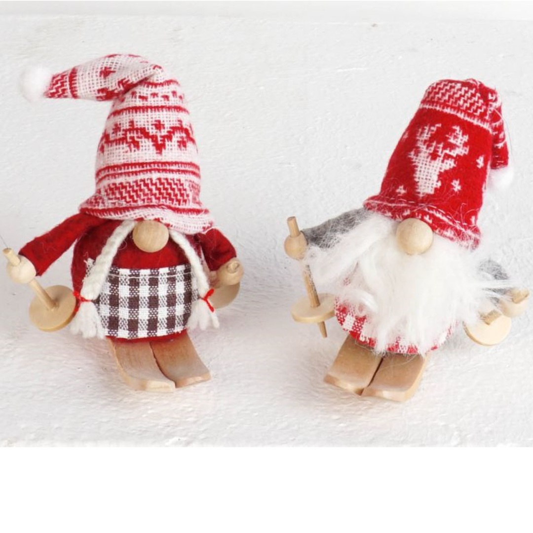 Plush Sking Mini Santa, Snowflake Hat image 0
