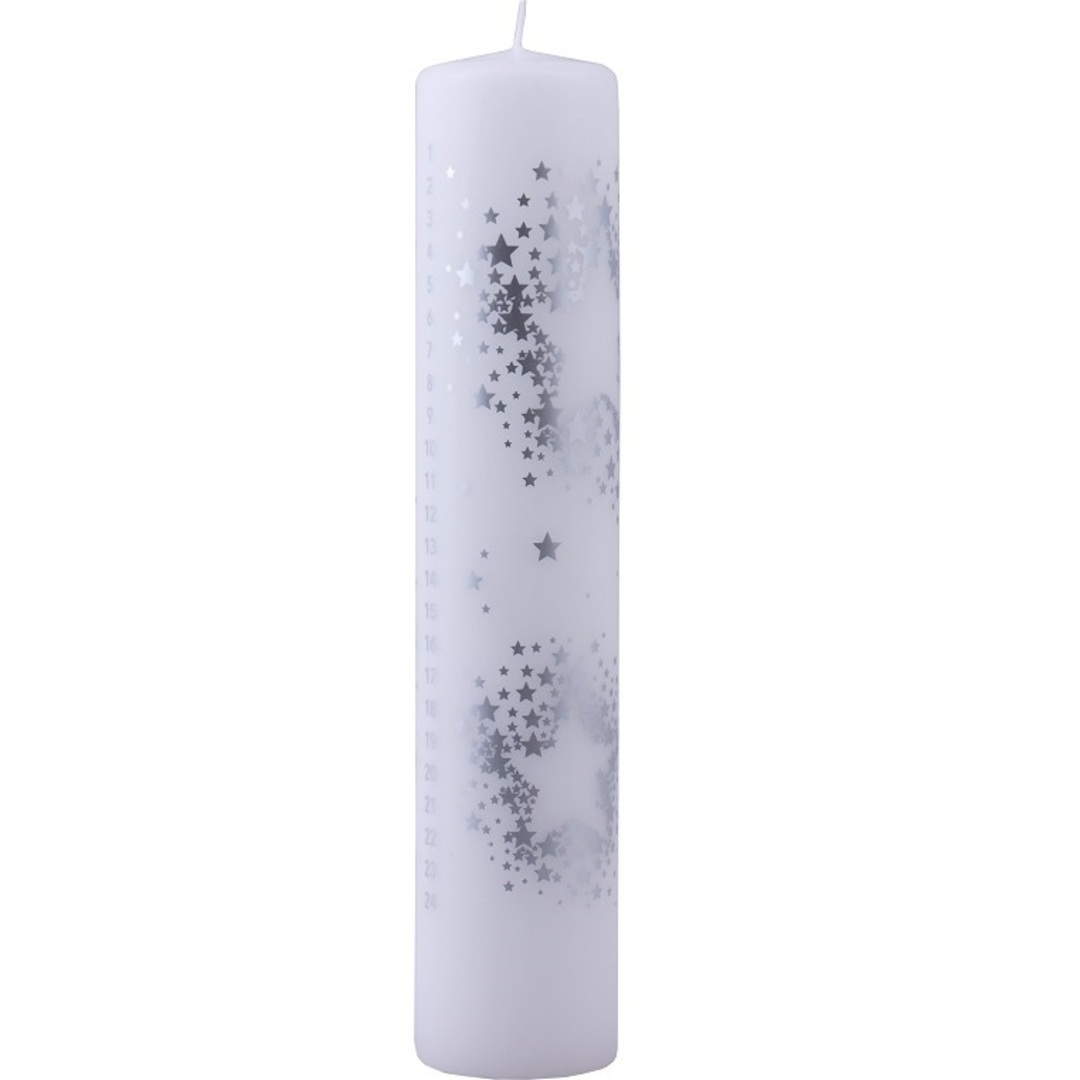 Advent Calendar Candle Silver Stars image 0
