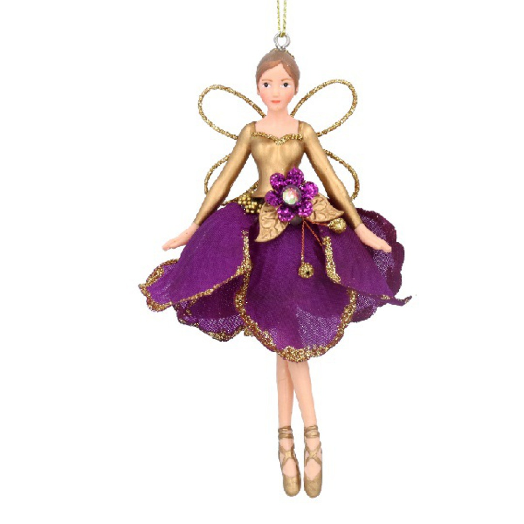 Resin Fabric Flower Petal Fairy, Purple 12cm *ETA NOV image 0