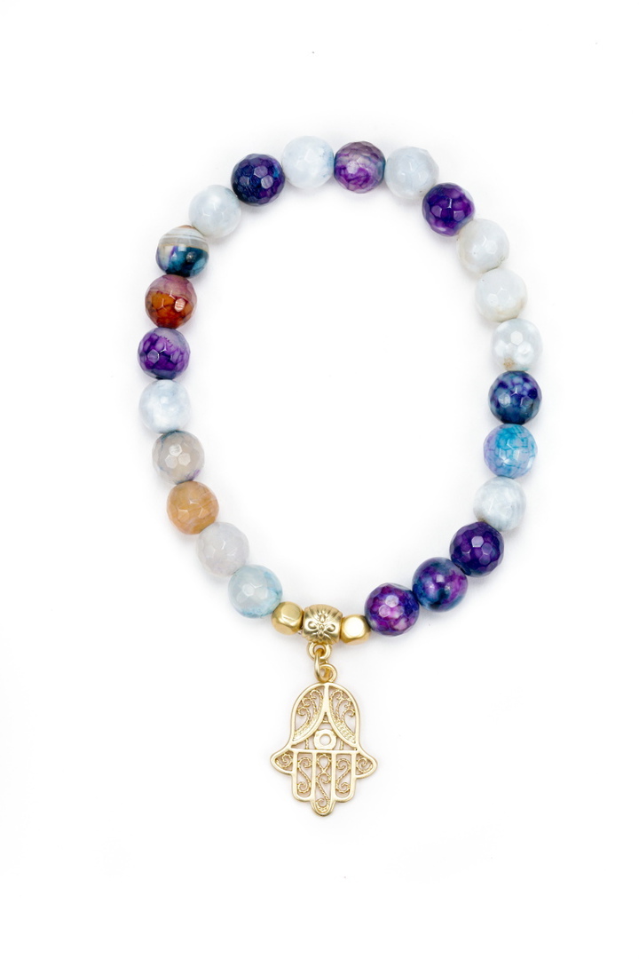 Bracelet, Purple Agate with Charm image 0