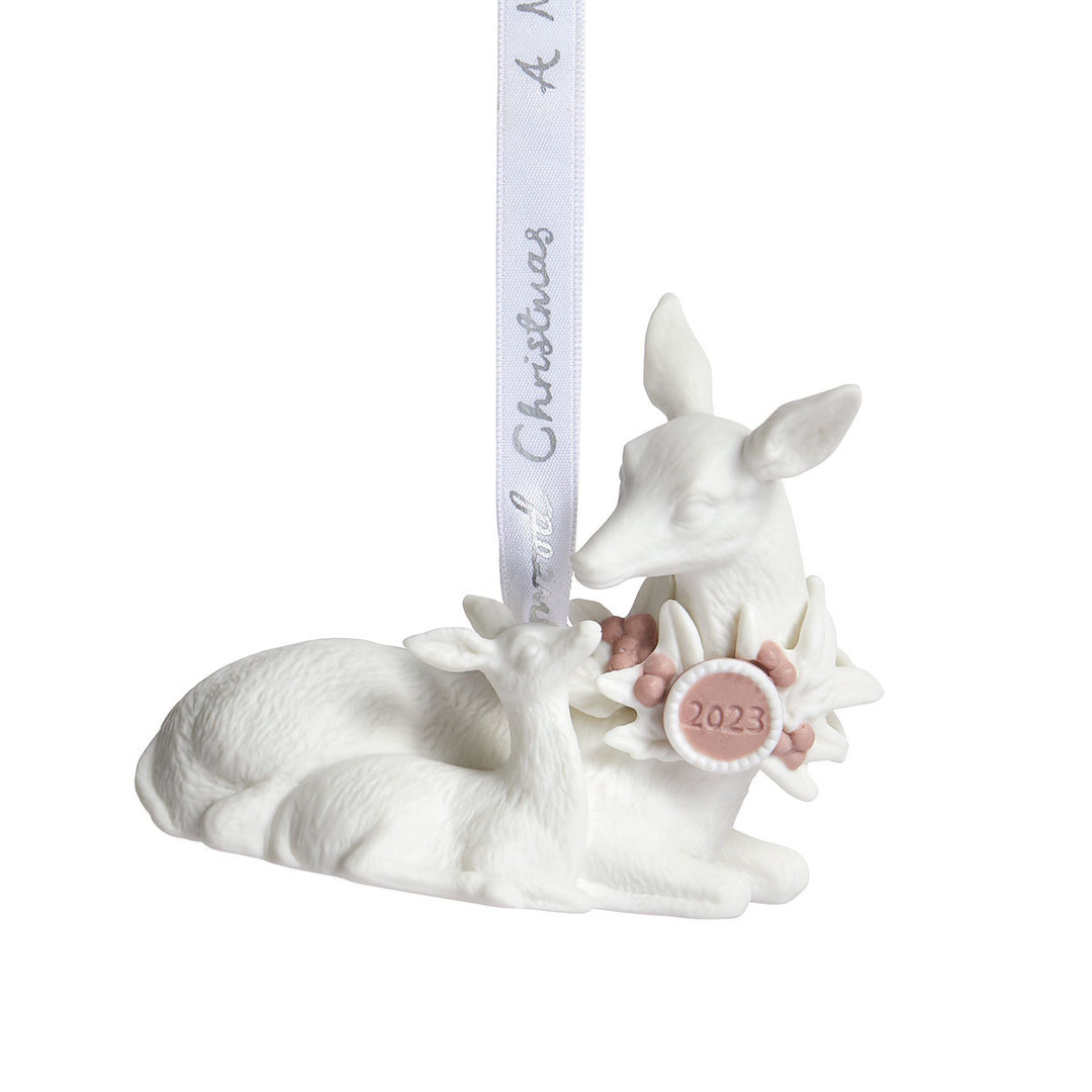 Wedgwood Baby's First Orn, Deer with Fawn 2023, Pink, Dated image 0