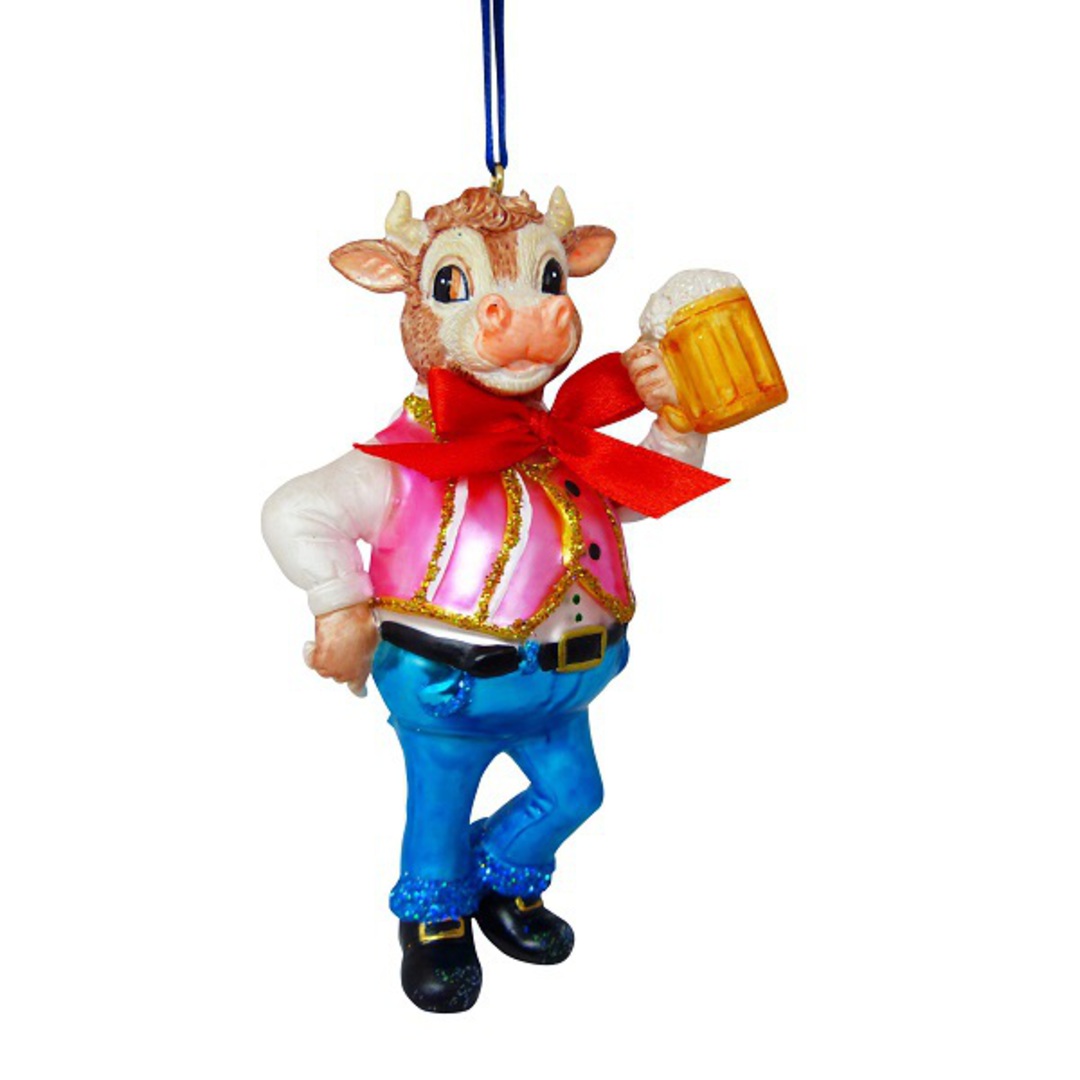 Glass Bull, With Beer Mug 13cm *ETA NOV image 0