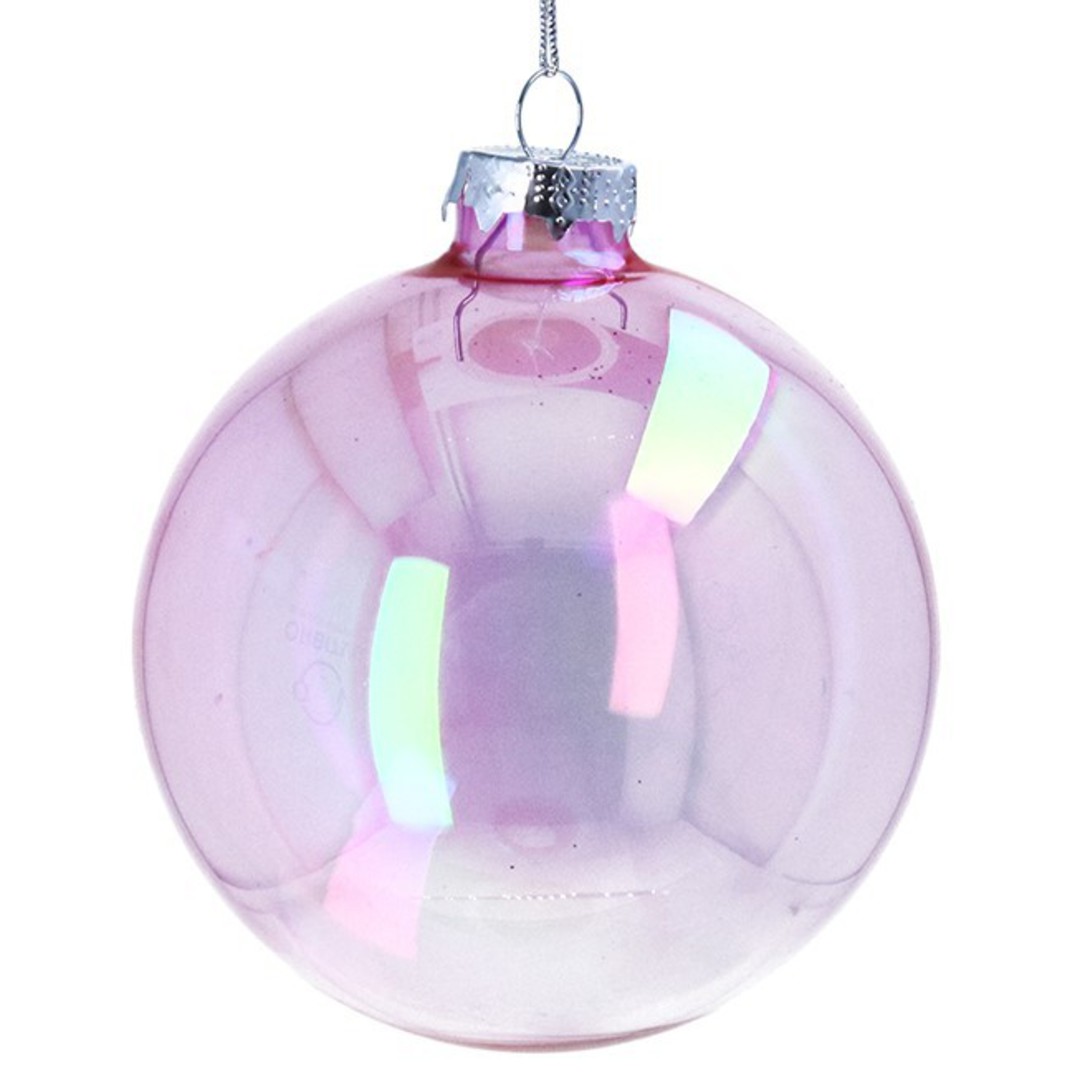 INDENT - Pack 12, Large Glass Ball Pink, Lustre 10cm image 0
