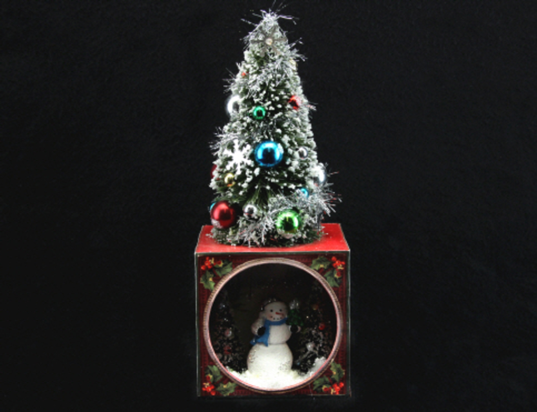 Vintage Light Up Box with Tree on Top image 0