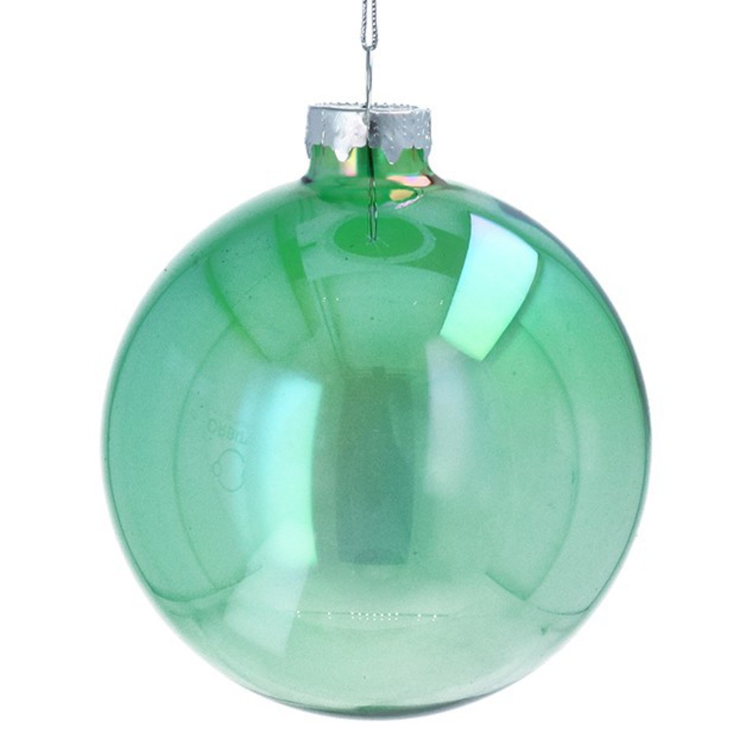 INDENT - Pack 12, Large Glass Ball Green, Lustre 10cm image 0