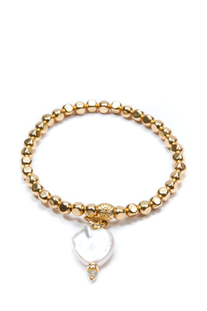 Bracelet, Gold Beads with Gold Heart Charm image 7