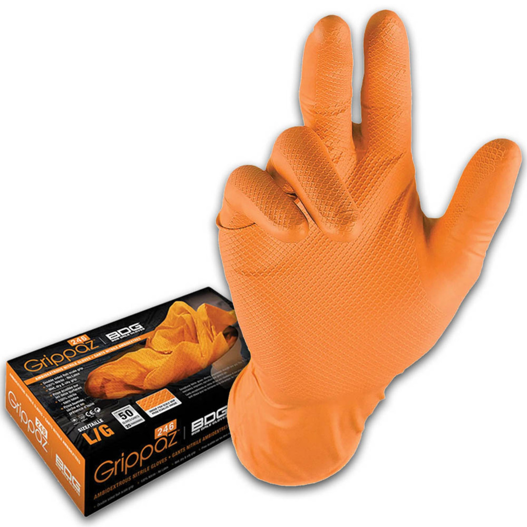 Grippaz Nitrile glove Orange Large image 0