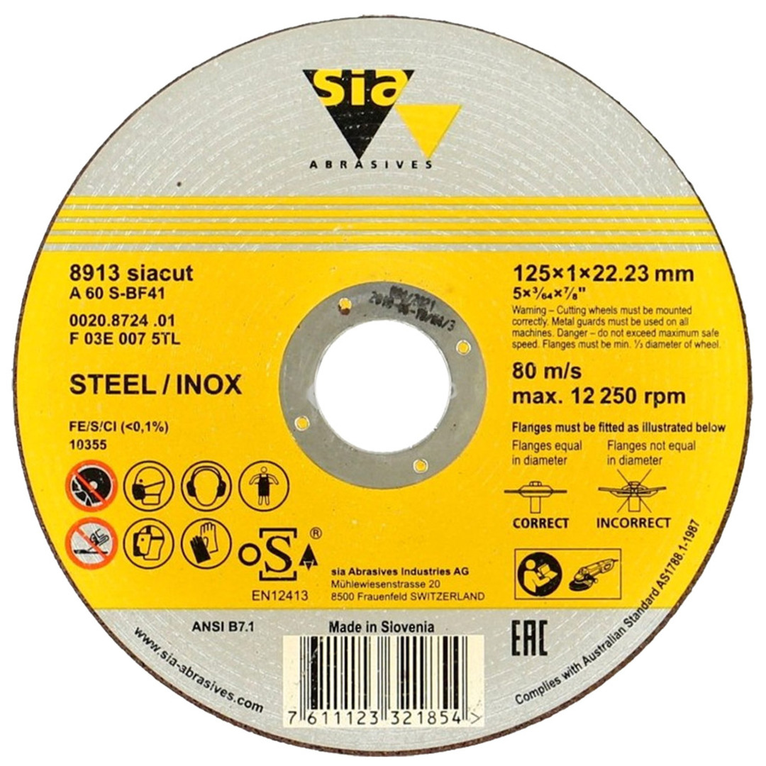 SIA 125mm x 1mm Inox Cut-Off Discs image 0