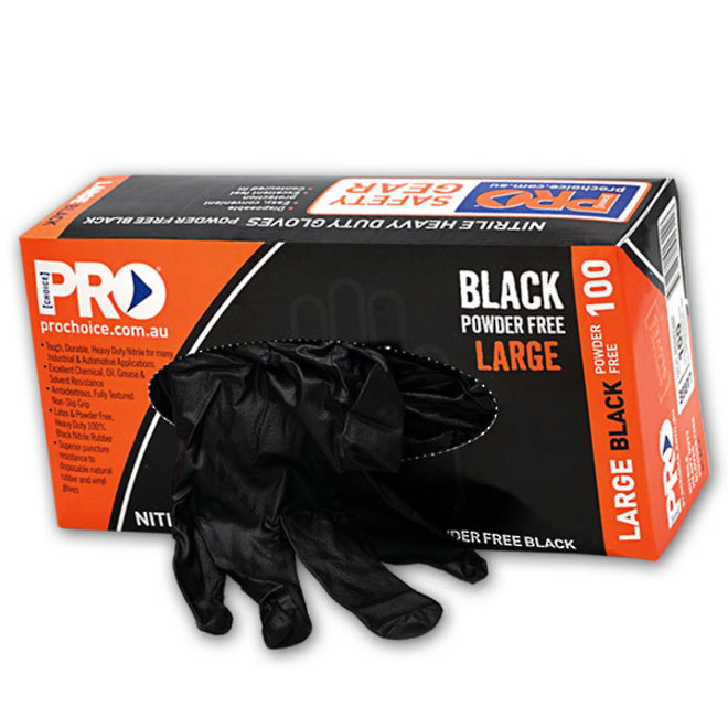 ProChoice HDuty Black Nitrile Disposable Gloves Hand Prot