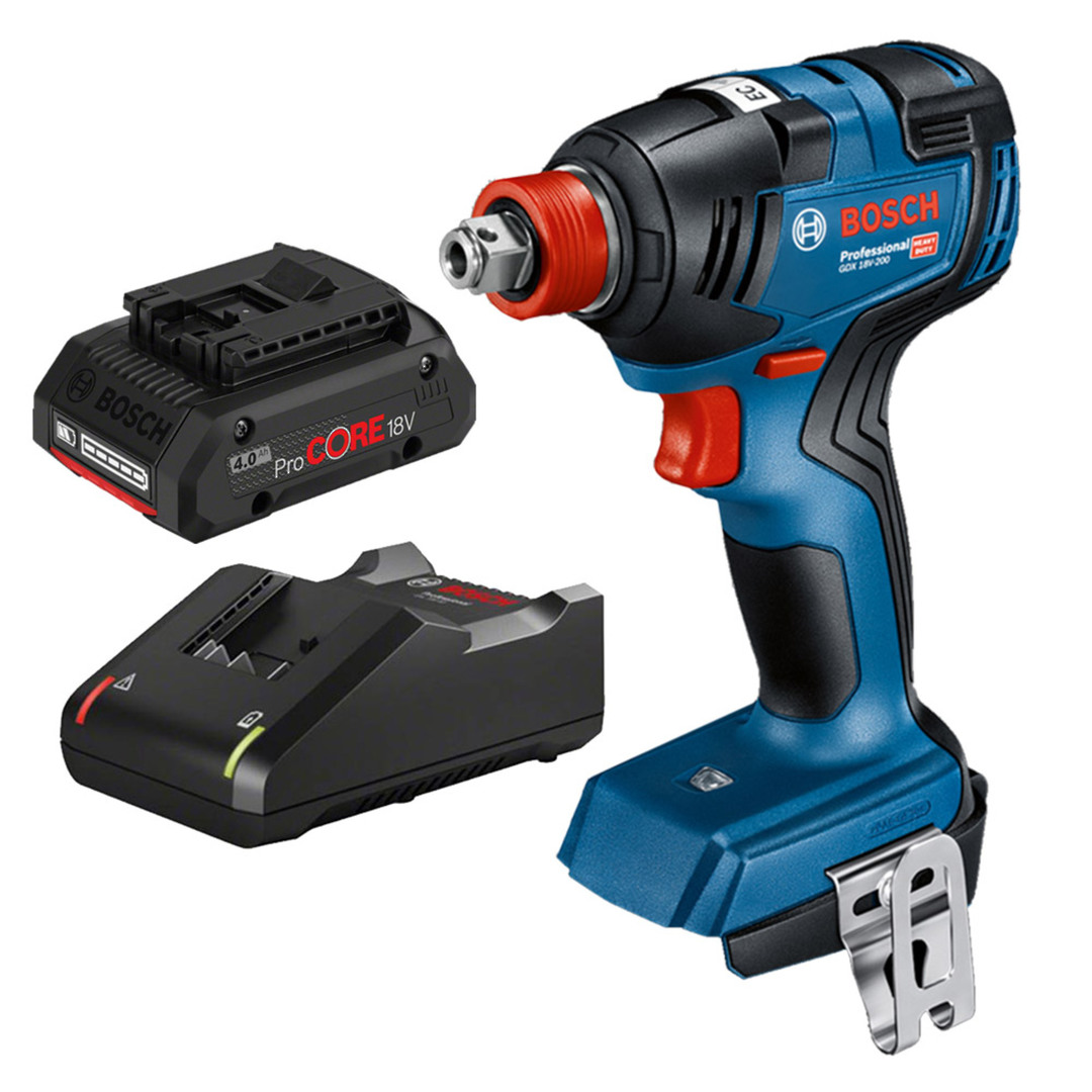 Bosch GDX 18v-200 1/2" Impact Wrench 1/4" Driver 4Ah Kit image 0