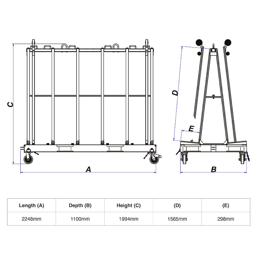 DOUBLE SIDED A FRAME TROLLEY 2248mm(l) image 1