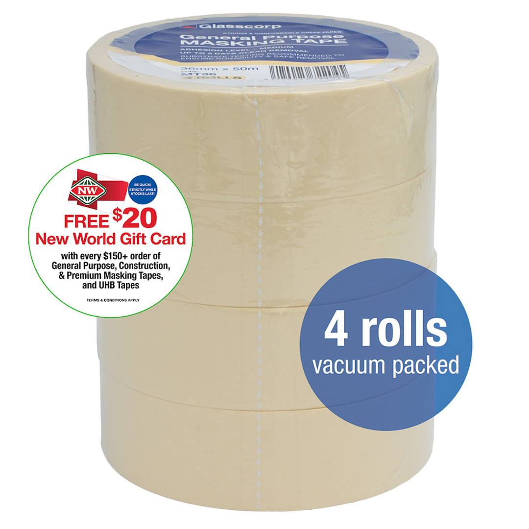 GEN PURPOSE MASKING TAPE - 36mm (4rolls) image 0