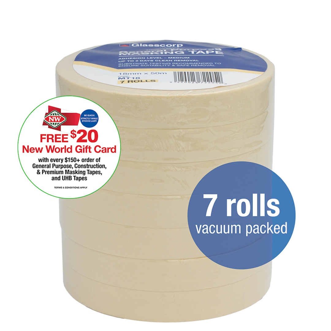 GEN PURPOSE MASKING TAPE - 18mm (7rolls) image 0