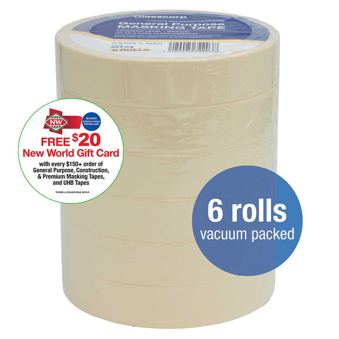 GEN PURPOSE MASKING TAPE - 24mm (6rolls) image 0