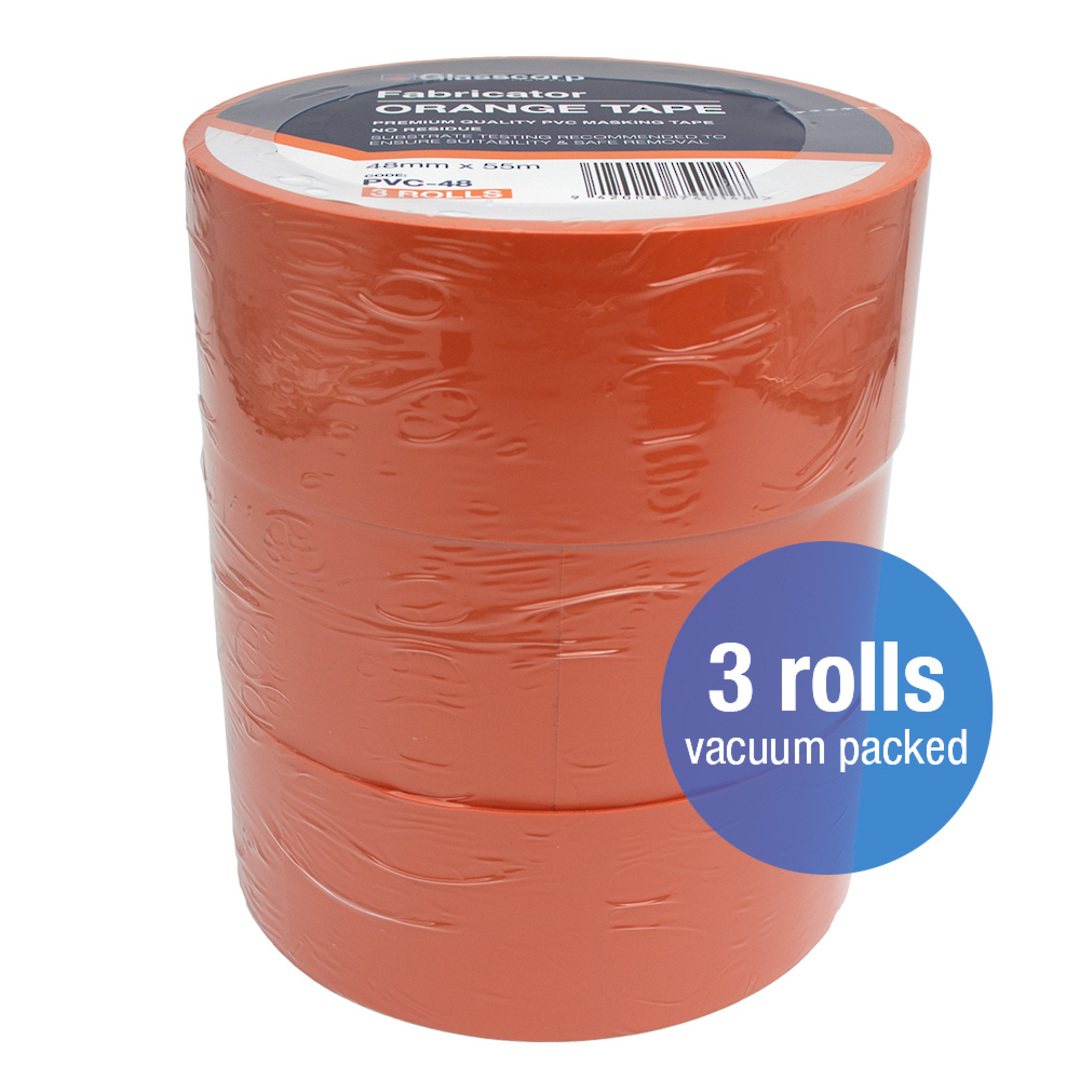 PREMIUM ORANGE PVC TAPE - 48mm (3 rolls) image 0