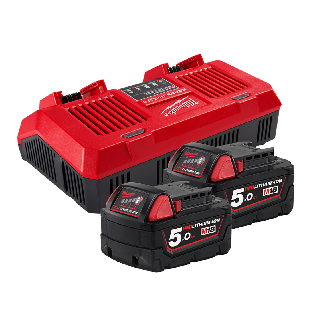 MILWAUKEE M18 5.0Ah BATTERY(2) & CHARGER image 0