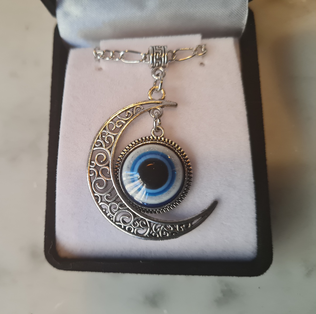 Protective necklace (moon-evil eye) image 0