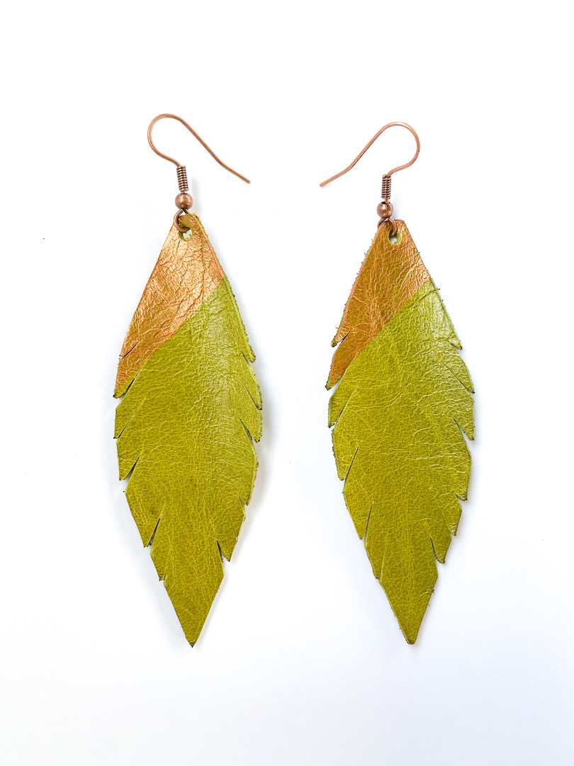 Bright Leather Feather Earrings image 2