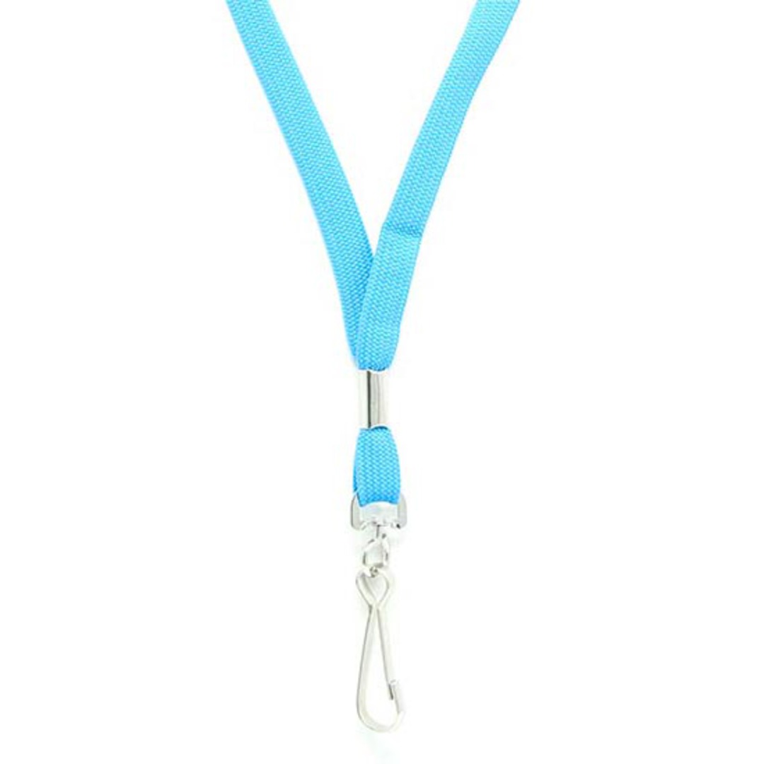 12mm mid blue lanyard with a swivel hook and a breakaway image 1