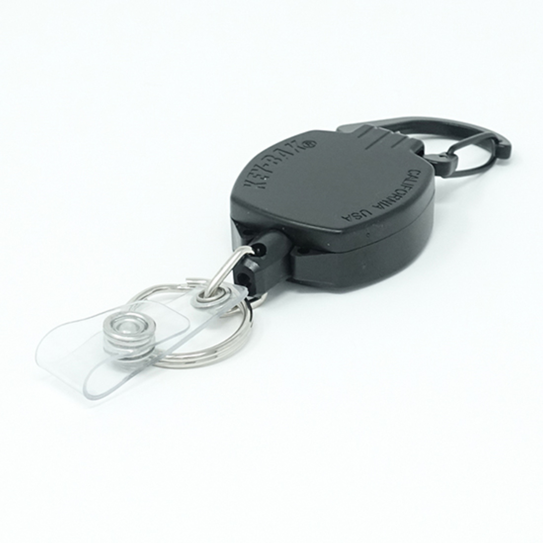 Heavy Duty Retractable Badge Reel with ID Holder Strap & Keychain - Strong Sidekick Carabiner Belt Loop Clip - Retracting Lanyard with Kevlar Cord