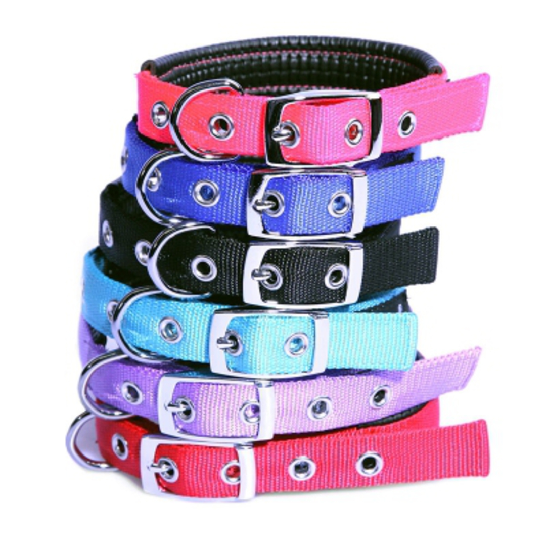 Pet One Collar - Comfort Nylon Padded Adjustable 15mm 18-28cm Black image 0